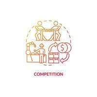 2D gradient competition thin line icon concept, isolated vector, illustration representing overproduction. vector