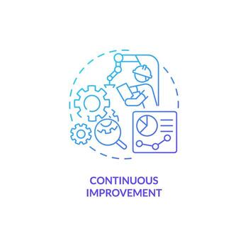 2D gradient continuous improvement thin line icon concept, isolated vector, illustration representing overproduction. vector