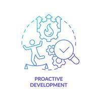 Proactive development blue gradient concept icon. Planning ahead. Drive growth. Business growth. Latest trend. Product strategy abstract idea thin line illustration. Isolated outline drawing vector