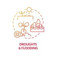 Gradient droughts and flooding icon representing heatflation concept, isolated vector, thin line illustration of global warming impact. vector