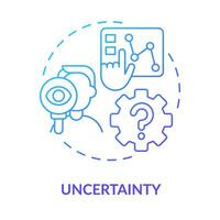 Uncertainty blue gradient concept icon. Data analysing skills. Employee hiring. ICT literacy level abstract idea thin line illustration. Isolated outline drawing vector