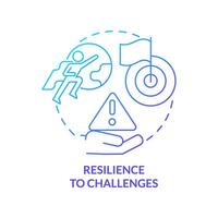 Resilience to challenges blue gradient concept icon. Goal achievement. Organizational change. Growth mindset. Crisis management abstract idea thin line illustration. Isolated outline drawing vector