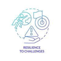 Resilience to challenges blue gradient concept icon. Goal achievement. Organizational change. Growth mindset. Crisis management abstract idea thin line illustration. Isolated outline drawing vector