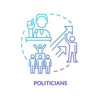 Politicians blue gradient concept icon. Social issue. Raising awareness. Trend setter. Influence people. Political campaign abstract idea thin line illustration. Isolated outline drawing vector