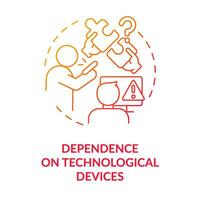Dependence on technological devices red gradient concept icon. ICT in business disadvantage abstract idea thin line illustration. Isolated outline drawing vector