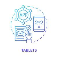 Tablets blue gradient concept icon. Small personal computers. Educational application of ICT abstract idea thin line illustration. Isolated outline drawing vector