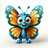 3d carton a cute butterfly white background photo