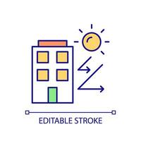 Editable building envelope icon representing sustainable office, isolated vector, thin line illustration. vector