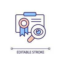 2D editable expert profiles thin line icon, isolated vector, multicolor illustration representing knowledge management. vector