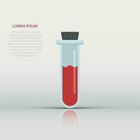 Blood in test tube icon in flat style. Laboratory flask vector illustration on isolated background. Liquid in beaker sign business concept.