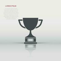 Trophy cup icon in flat style. Goblet prize vector illustration on isolated background. Award sign business concept.