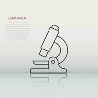 Microscope icon in flat style. Laboratory magnifier vector illustration on isolated background. Biology instrument sign business concept.