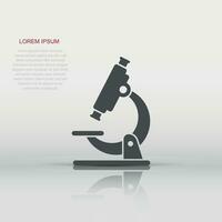 Microscope icon in flat style. Laboratory magnifier vector illustration on isolated background. Biology instrument sign business concept.