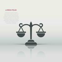 Scales icon in flat style. Libra vector illustration on isolated background. Mass comparison sign business concept.