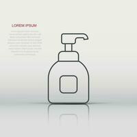 Hand sanitizer icon in flat style. Antiseptic bottle vector illustration on isolated background. Disinfect gel sign business concept.