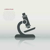 Microscope icon in flat style. Laboratory magnifier vector illustration on isolated background. Biology instrument sign business concept.