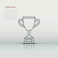 Trophy cup icon in flat style. Goblet prize vector illustration on isolated background. Award sign business concept.