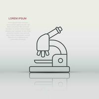 Microscope icon in flat style. Laboratory magnifier vector illustration on isolated background. Biology instrument sign business concept.