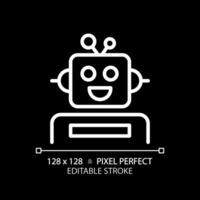 Robotics and STEM pixel perfect white linear icon for dark theme. Construct simple machines. Students technological skills. Thin line illustration. Isolated symbol for night mode. Editable stroke vector