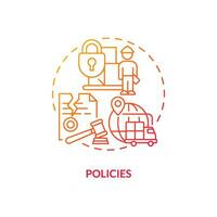 Policies red gradient concept icon. Government decisions in delivery service. Supply chain disruption abstract idea thin line illustration. Isolated outline drawing vector