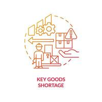 Key goods shortage red gradient concept icon. Consumption reduction. Vulnerability in supply chain abstract idea thin line illustration. Isolated outline drawing vector