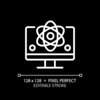 Computer science and STEM pixel perfect white linear icon for dark theme. Education course for students. Technology researching. Thin line illustration. Isolated symbol for night mode. Editable stroke vector