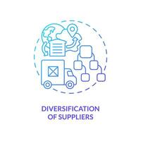 Diversification of suppliers blue gradient concept icon. Multiple partners. Key supply chain strategy abstract idea thin line illustration. Isolated outline drawing vector