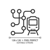 Metro map pixel perfect linear icon. Subway network. Public transport system. Rapid transit. Underground railway. Thin line illustration. Contour symbol. Vector outline drawing. Editable stroke