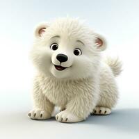 3d carton of a cute white bear on a white background photo