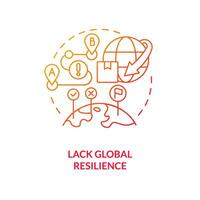 Lack global resilience red gradient concept icon. International relations. Supply chain challenge abstract idea thin line illustration. Isolated outline drawing vector