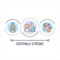 Strong strategy of business development loop concept icon. Financial growth of agricultural startup abstract idea thin line illustration. Isolated outline drawing. Editable stroke vector