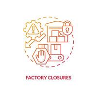 Factory closures red gradient concept icon. Stop manufacture. Vulnerability in supply chain abstract idea thin line illustration. Isolated outline drawing vector