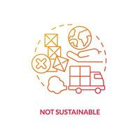 Not sustainable red gradient concept icon. Environment harm prevention. Supply chain challenge abstract idea thin line illustration. Isolated outline drawing vector