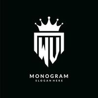 Letter WV logo monogram emblem style with crown shape design template vector