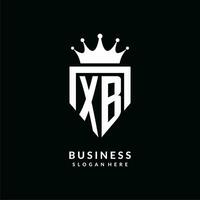 Letter XB logo monogram emblem style with crown shape design template vector
