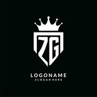 letra zg logo monograma emblema estilo con corona forma diseño modelo vector