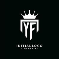 Letter YF logo monogram emblem style with crown shape design template vector