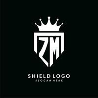 Letter ZM logo monogram emblem style with crown shape design template vector
