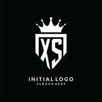 Letter XS logo monogram emblem style with crown shape design template vector