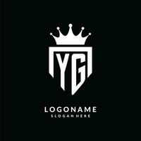 Letter YG logo monogram emblem style with crown shape design template vector