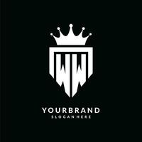 Letter WW logo monogram emblem style with crown shape design template vector