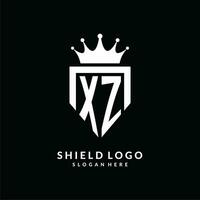 letra xz logo monograma emblema estilo con corona forma diseño modelo vector