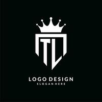 Letter TL logo monogram emblem style with crown shape design template vector