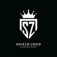 Letter SZ logo monogram emblem style with crown shape design template vector