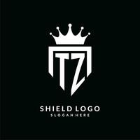 Letter TZ logo monogram emblem style with crown shape design template vector