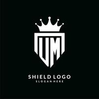 letra um logo monograma emblema estilo con corona forma diseño modelo vector