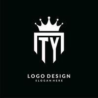 letra ty logo monograma emblema estilo con corona forma diseño modelo vector