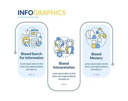 Types of confirmatory bias rectangle infographic template. Data visualization with 3 steps. Editable timeline info chart. Workflow layout with line icons vector