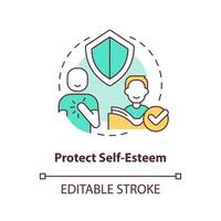 Protect self-esteem concept icon. Feeling confident. Explanation of cognitive bias abstract idea thin line illustration. Isolated outline drawing. Editable stroke vector