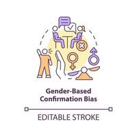 Gender-based confirmation bias concept icon. Cognitive prejudice example in hiring abstract idea thin line illustration. Isolated outline drawing. Editable stroke vector